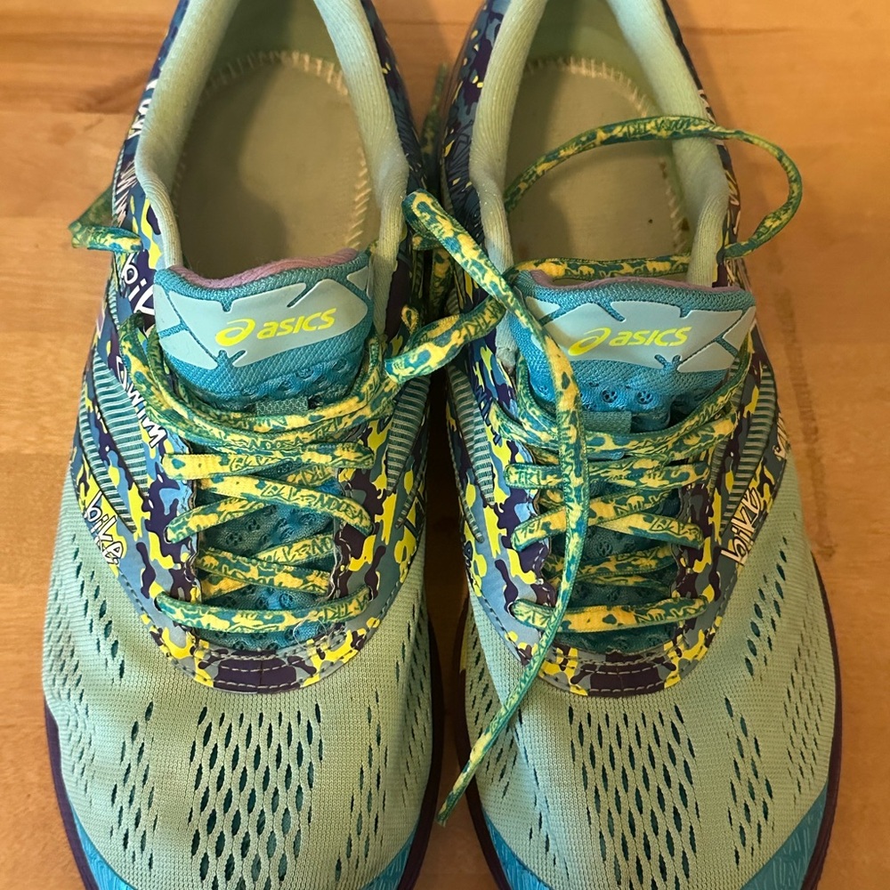 Asics Blue and Yellow Athletic Sneakers